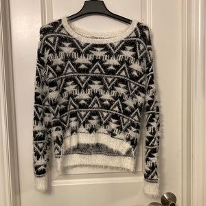 Furry White & Black Wet Seal Sweater
